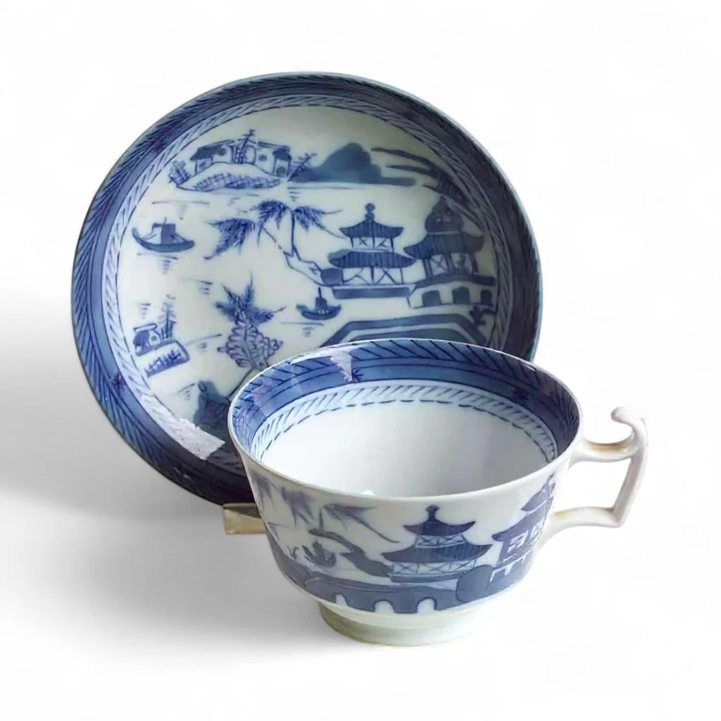 Blue Canton Cups & Saucers - Image 4