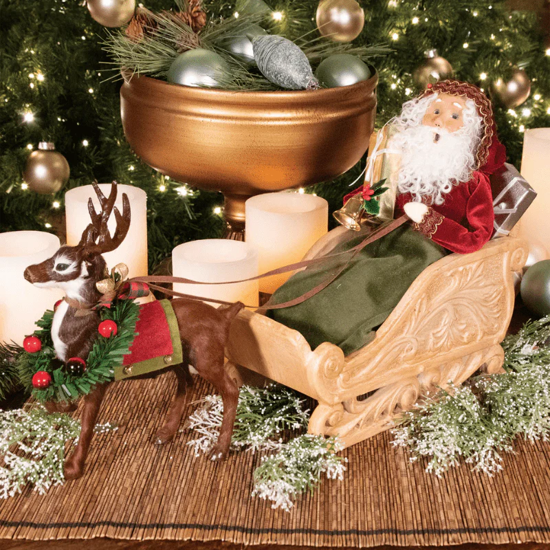 Byers’ Choice Sleigh Santa with Reindeer Caroler