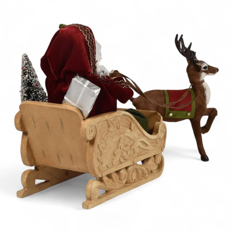 Byers’ Choice Sleigh Santa with Reindeer Caroler - Image 2