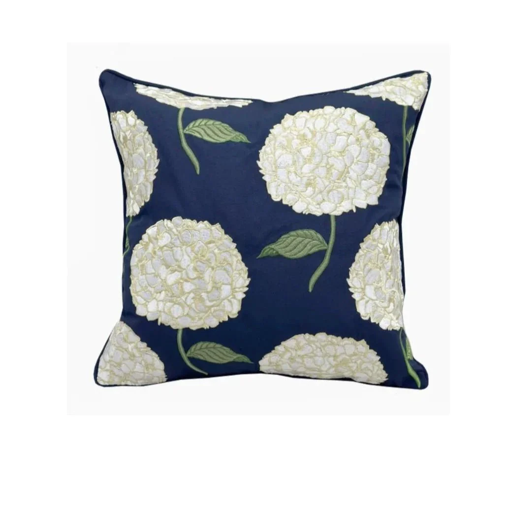 Blue Hydrangea Indoor/Outdoor Pillow - Image 3