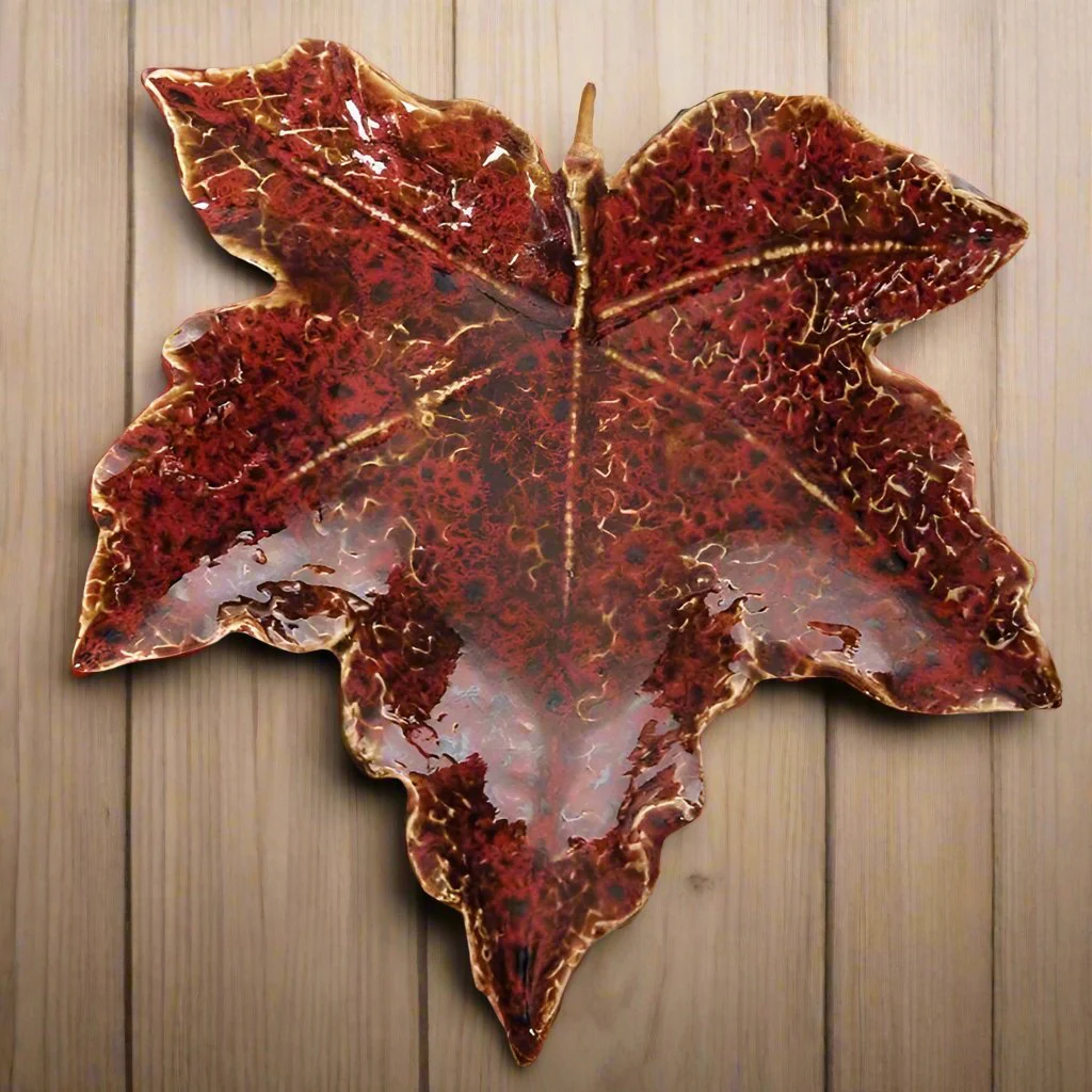 Autumn Red Leaf Plate - Stoneware - Image 3