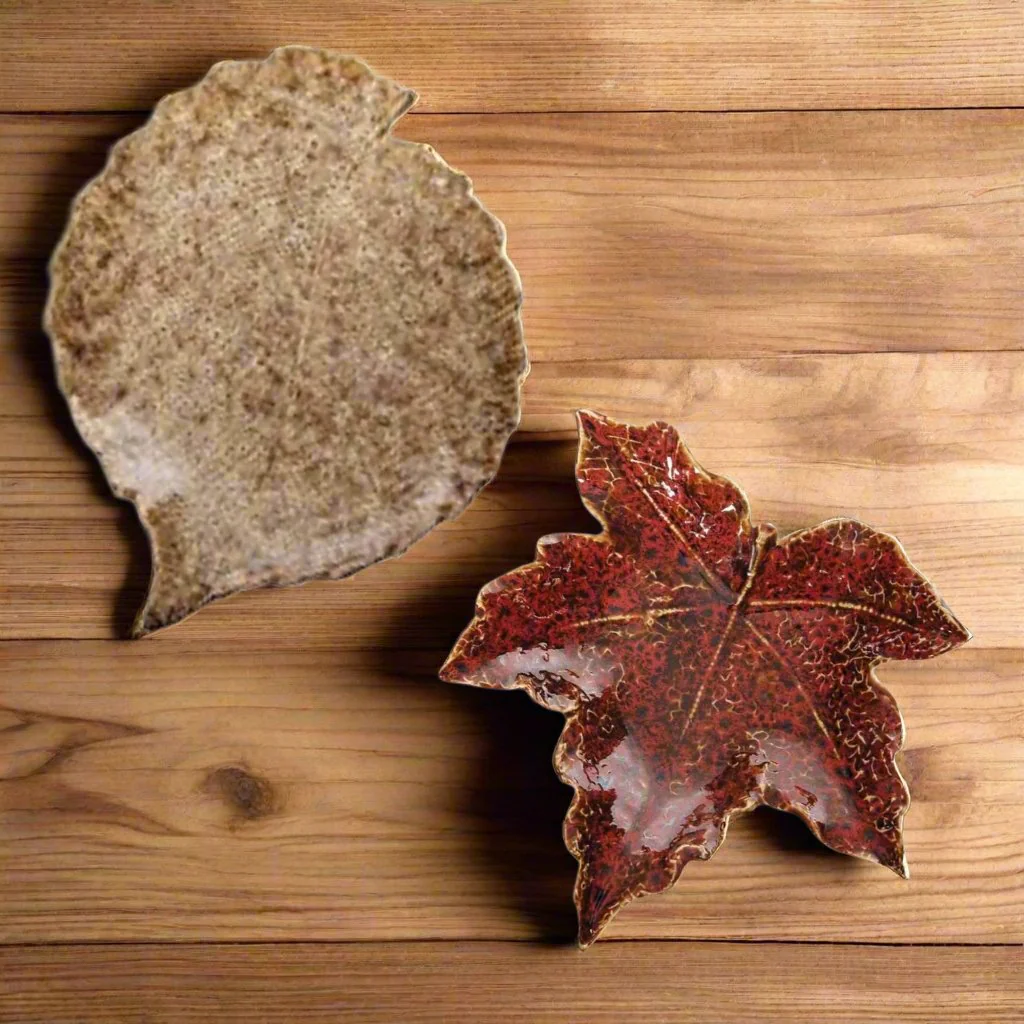 Autumn Red Leaf Plate - Stoneware - Image 5