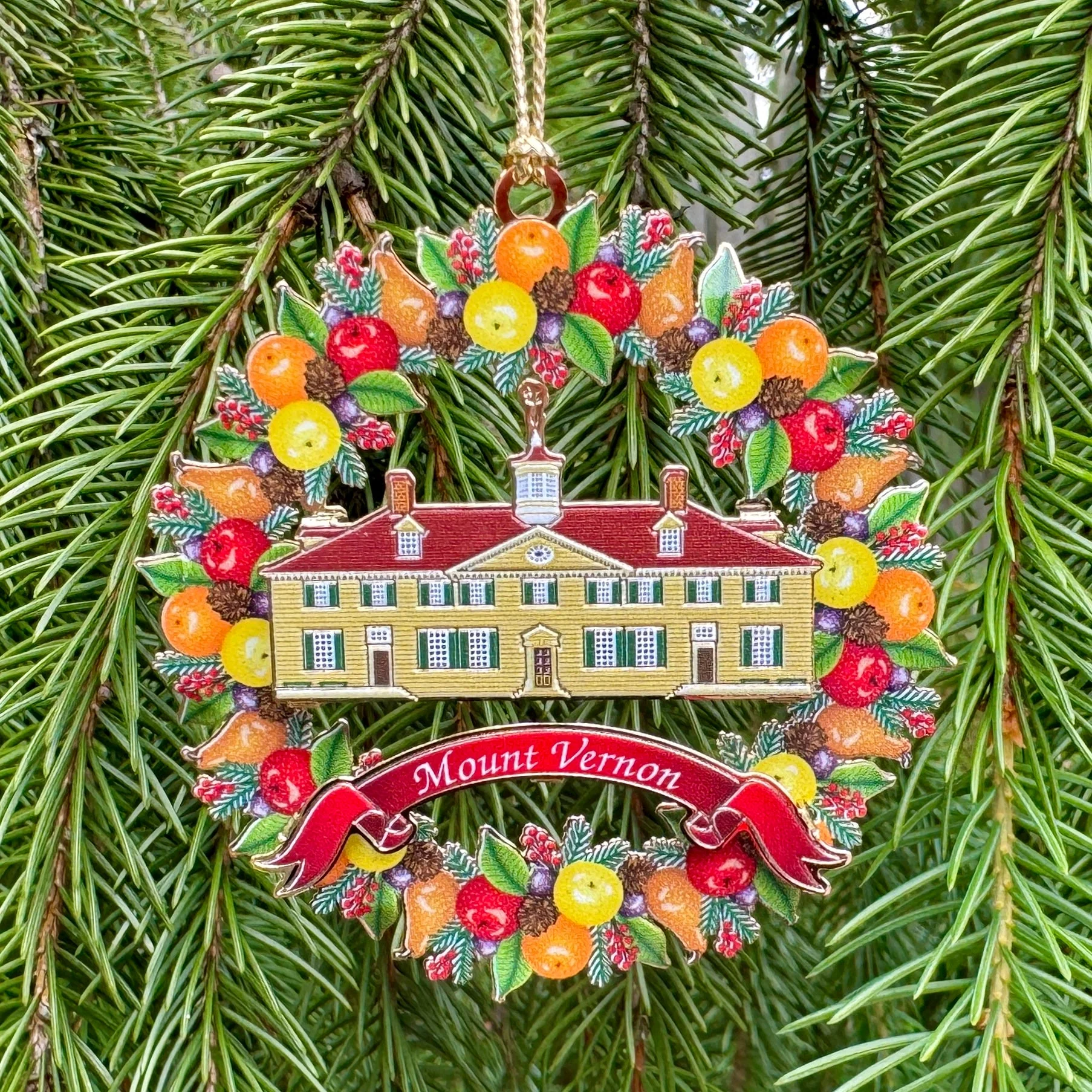 Mount Vernon Fruit Wreath Ornament - Image 2