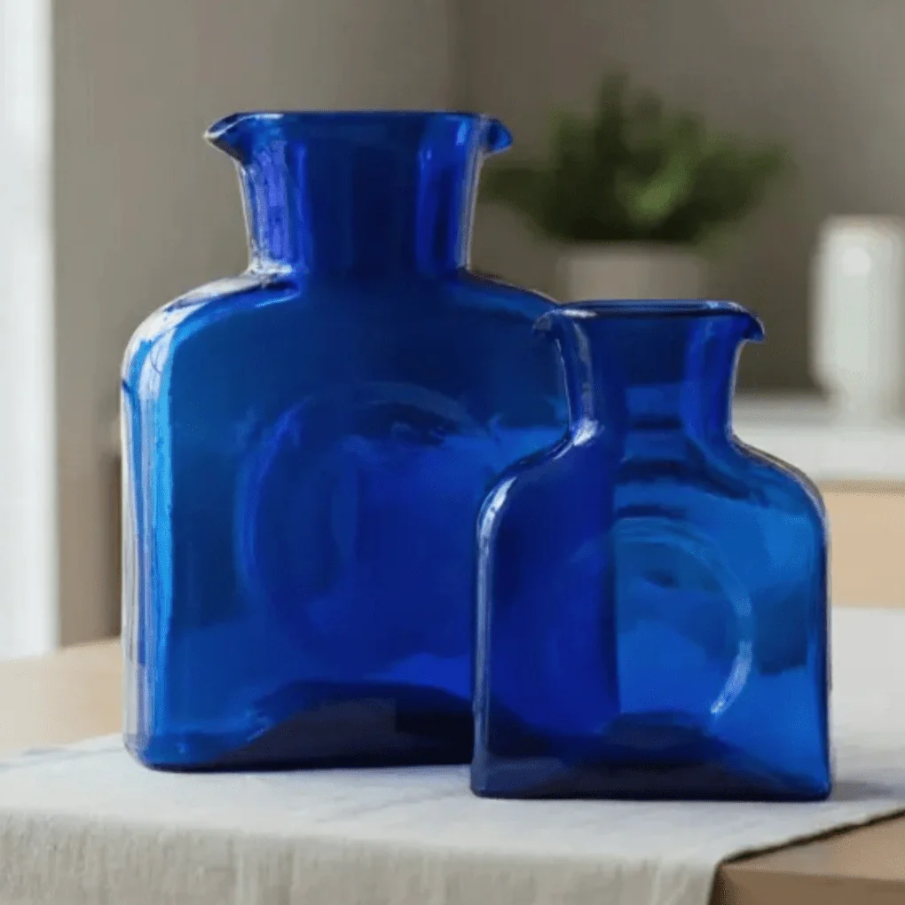 Cobalt Blue Water Bottle Blenko Glass - Mini or Large - Image 4