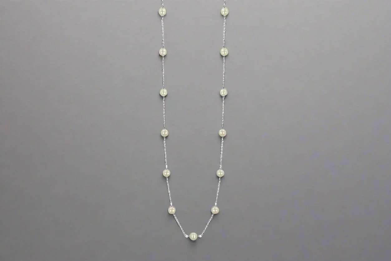 Pearl Station Sterling Necklace
