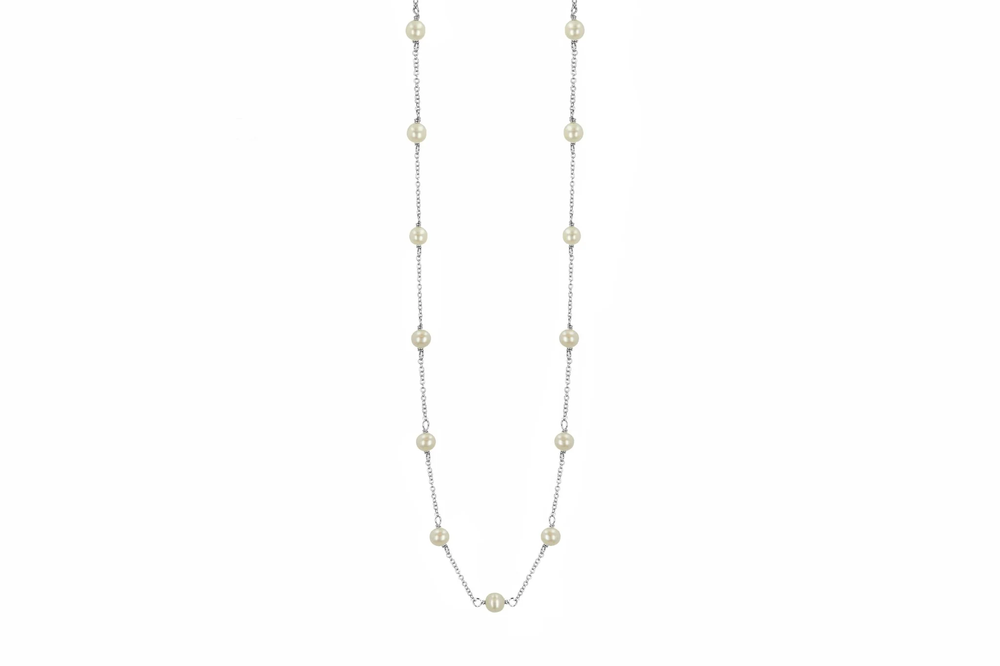 Pearl Station Sterling Necklace - Image 2