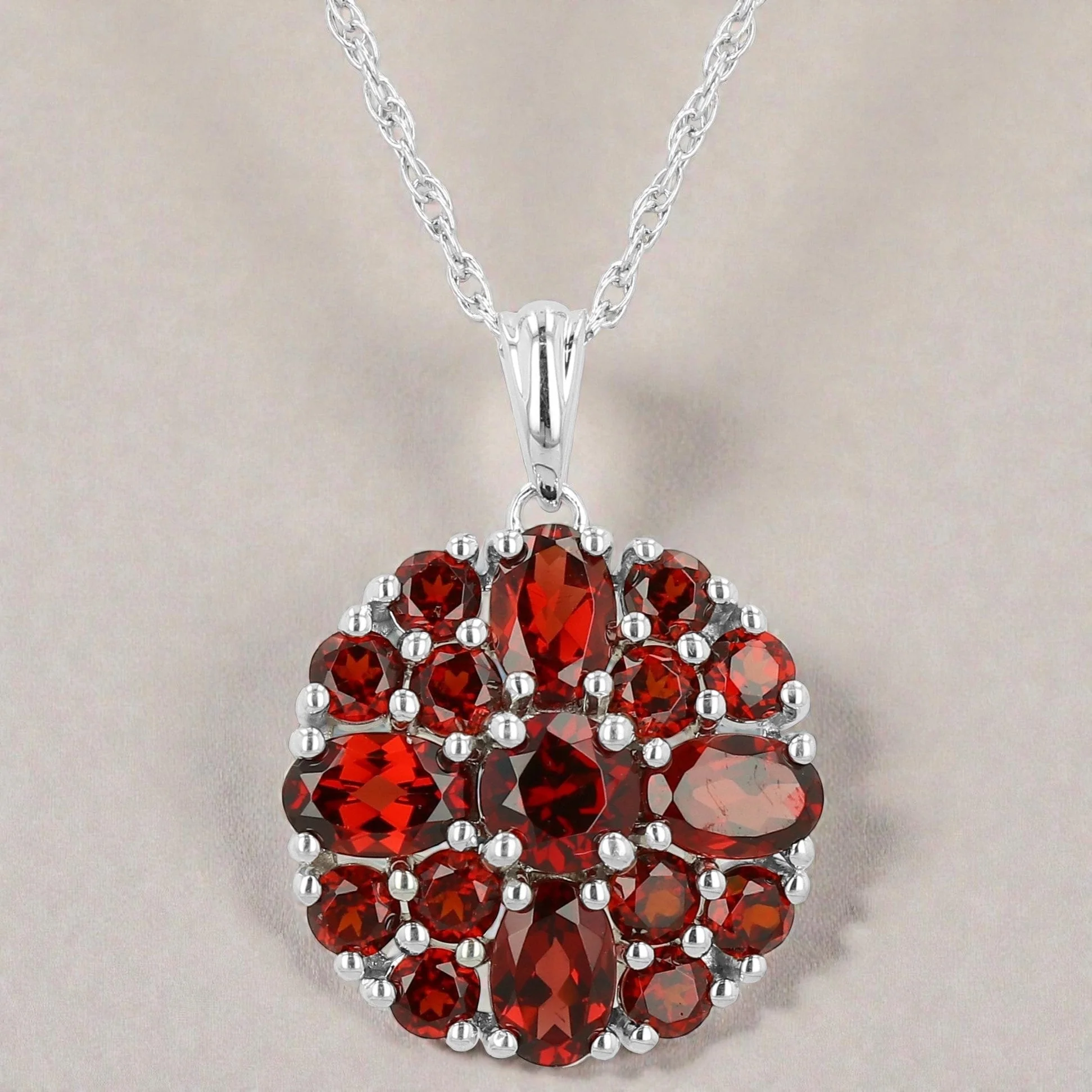 Garnet Cluster Necklace