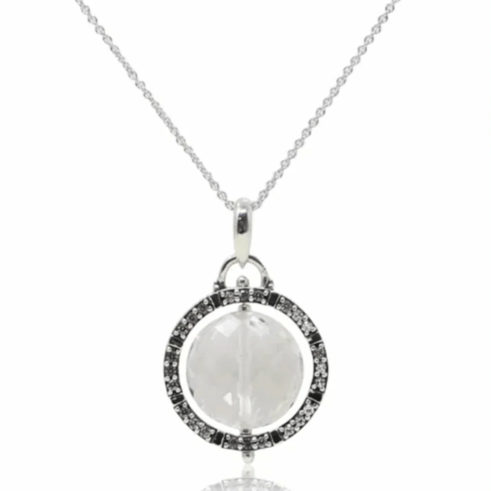 Crystal and Topaz Sterling Silver Reflector Pendant - Image 4