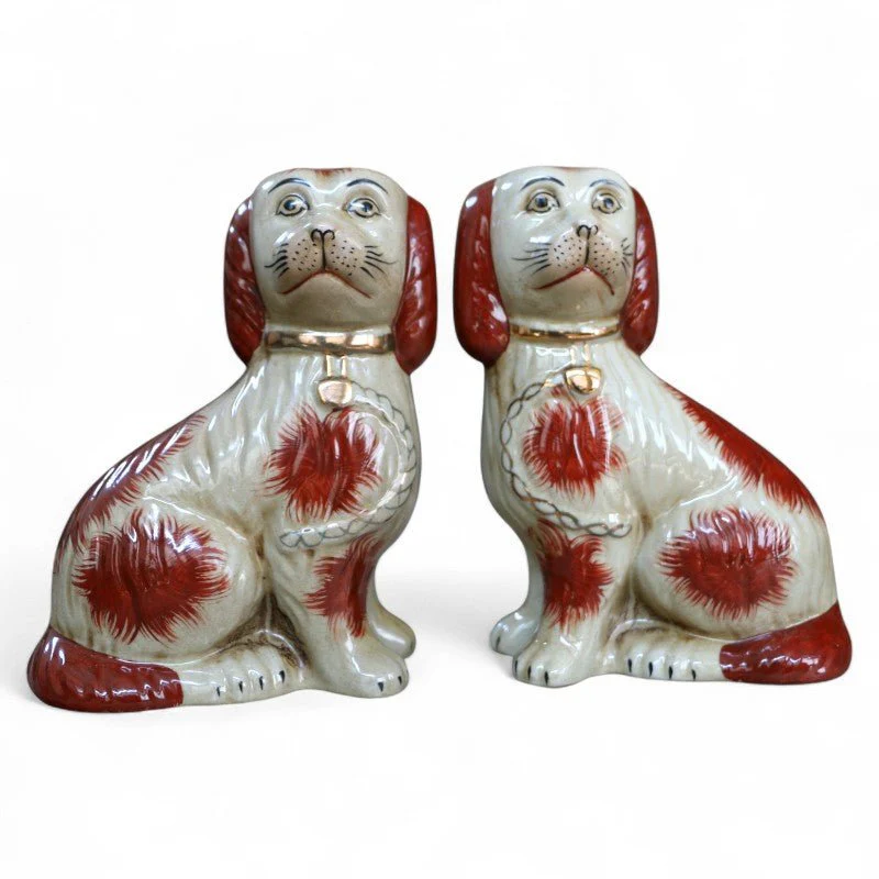 Staffordshire Dog Pair – Brown and White - Image 2