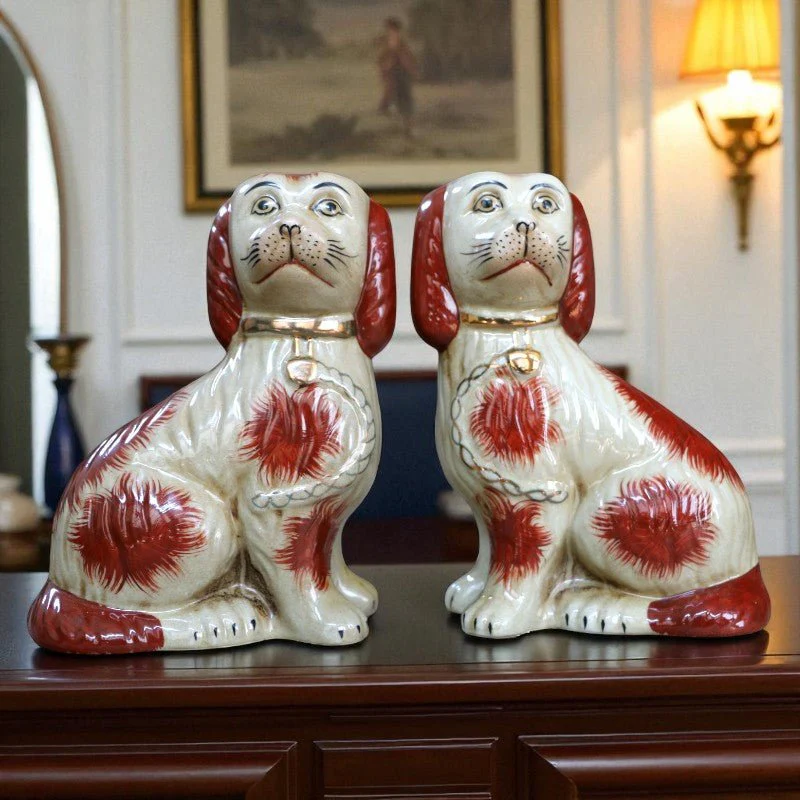 Staffordshire Dog Pair – Brown and White - Image 4