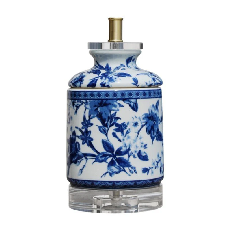 Blue & White Flower Lamp – Crystal Base - Image 4