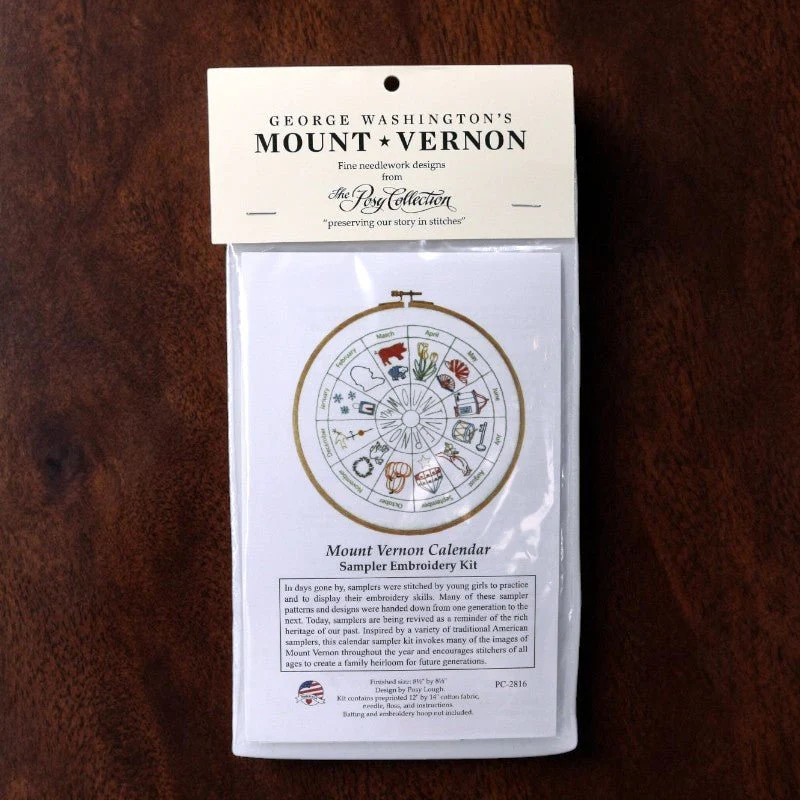 Mount Vernon Calendar Sampler Embroidery Kit