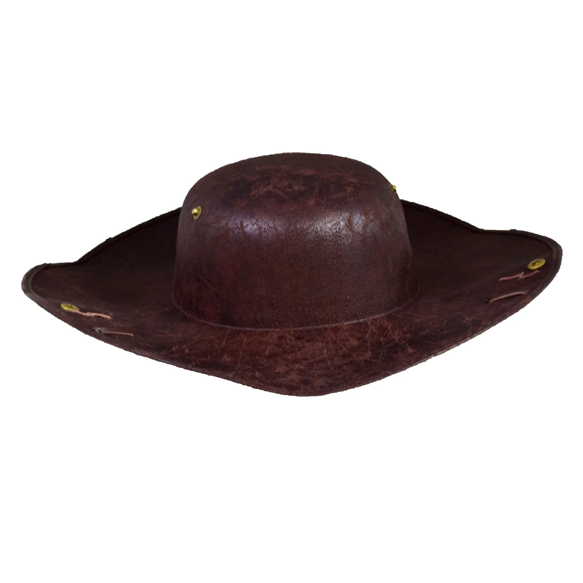 Faux Leather Brown Tri-cornered Hat - Image 3
