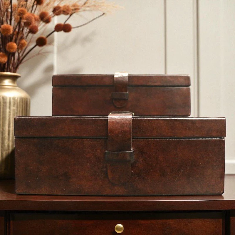 Brown Leather Suede Box- Assorted Sizes