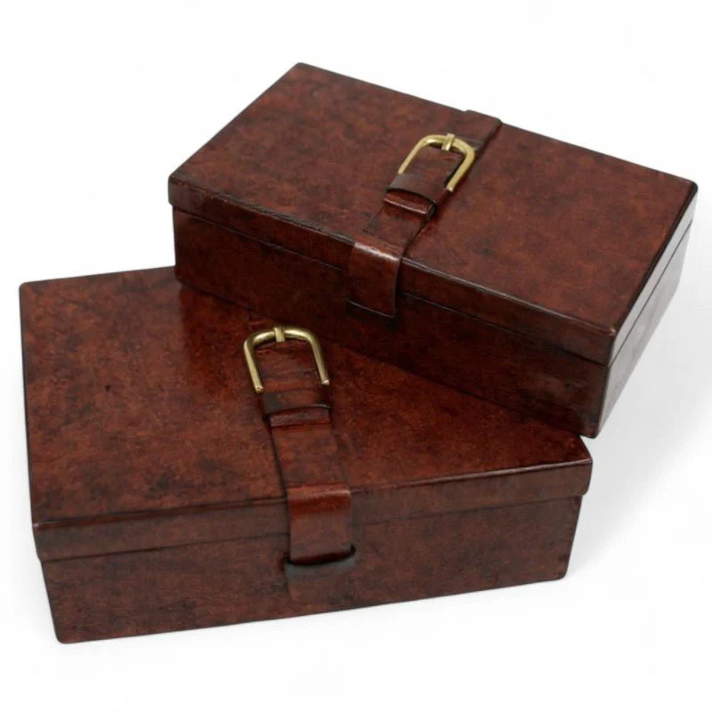 Brown Leather Suede Box- Assorted Sizes - Image 2
