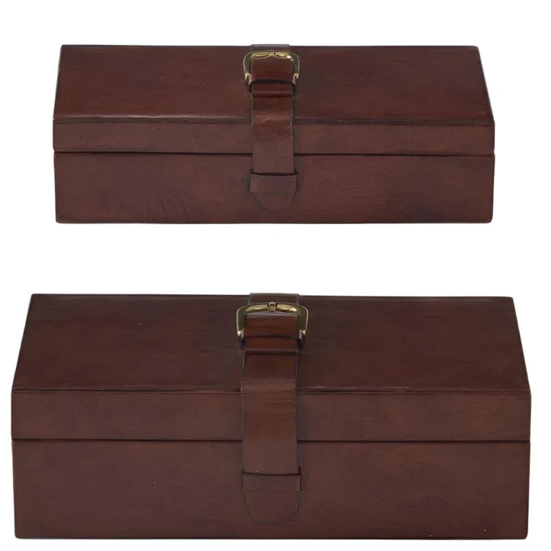 Brown Leather Suede Box- Assorted Sizes - Image 4