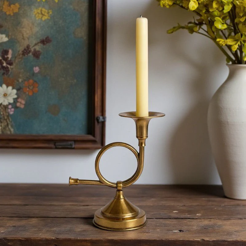 French Horn Brass Candlestick - Image 2