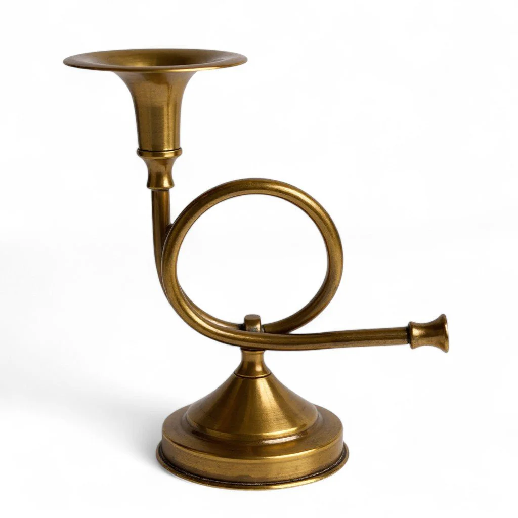 French Horn Brass Candlestick - Image 4