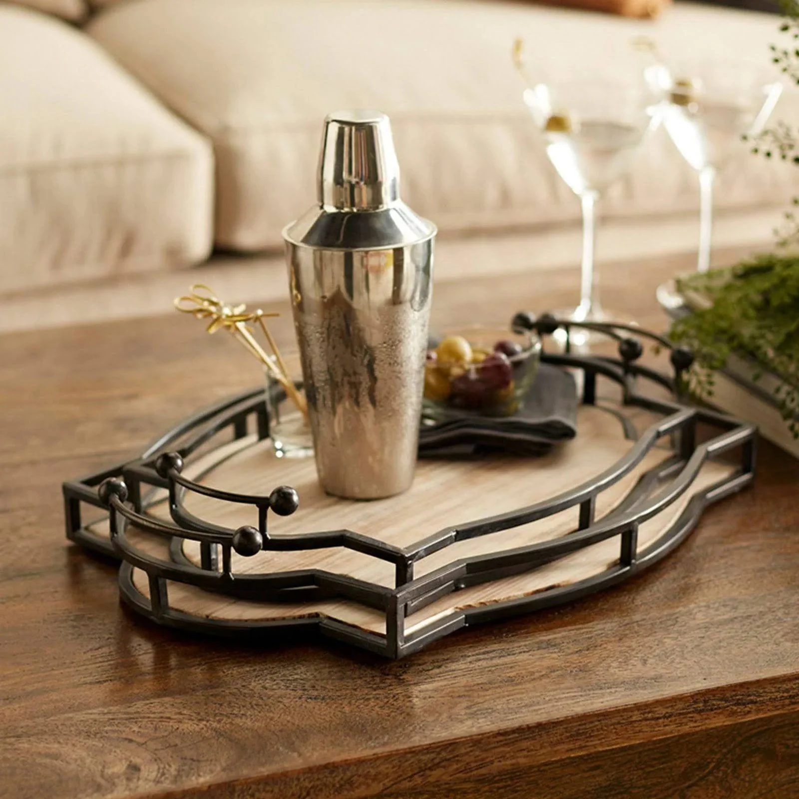 Wood & Iron Decorative Tray - Image 3