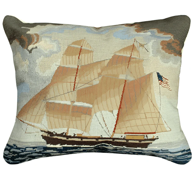 Brig Georgiana Ship Wool Pillow By Michaelian Home