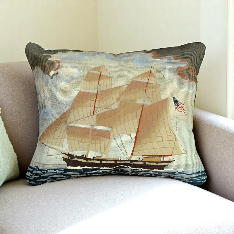 Brig Georgiana Ship Wool Pillow By Michaelian Home - Image 2