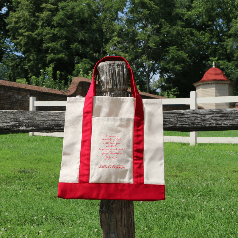 Navy Blue George Washington Book Tote - Navy or Red - Image 3