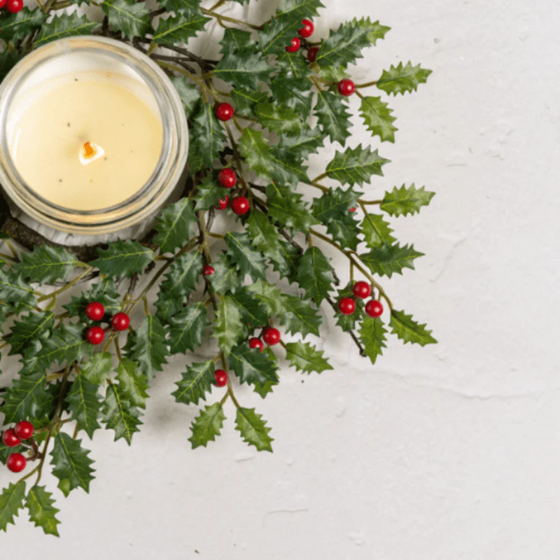 Mini Holly & Berries Candle Ring