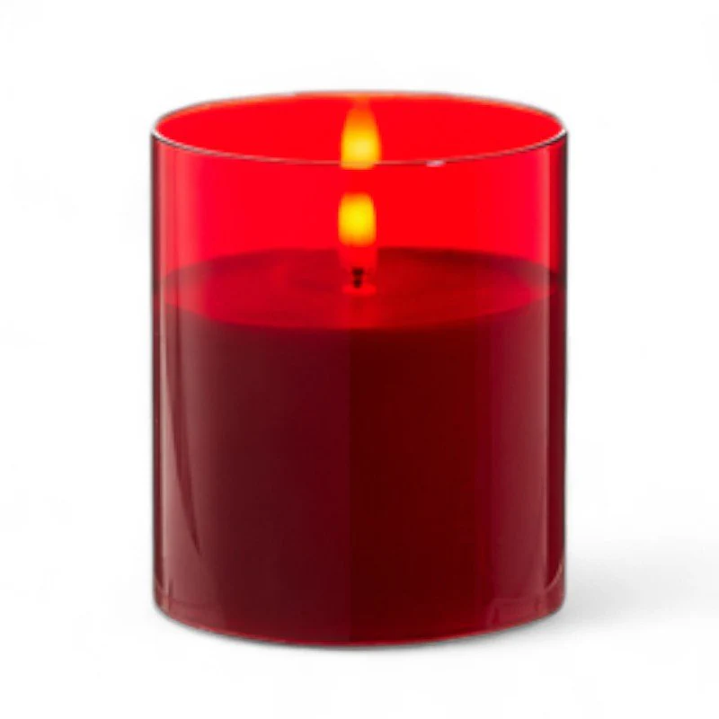 Red Glass Pillar Candle - Image 2