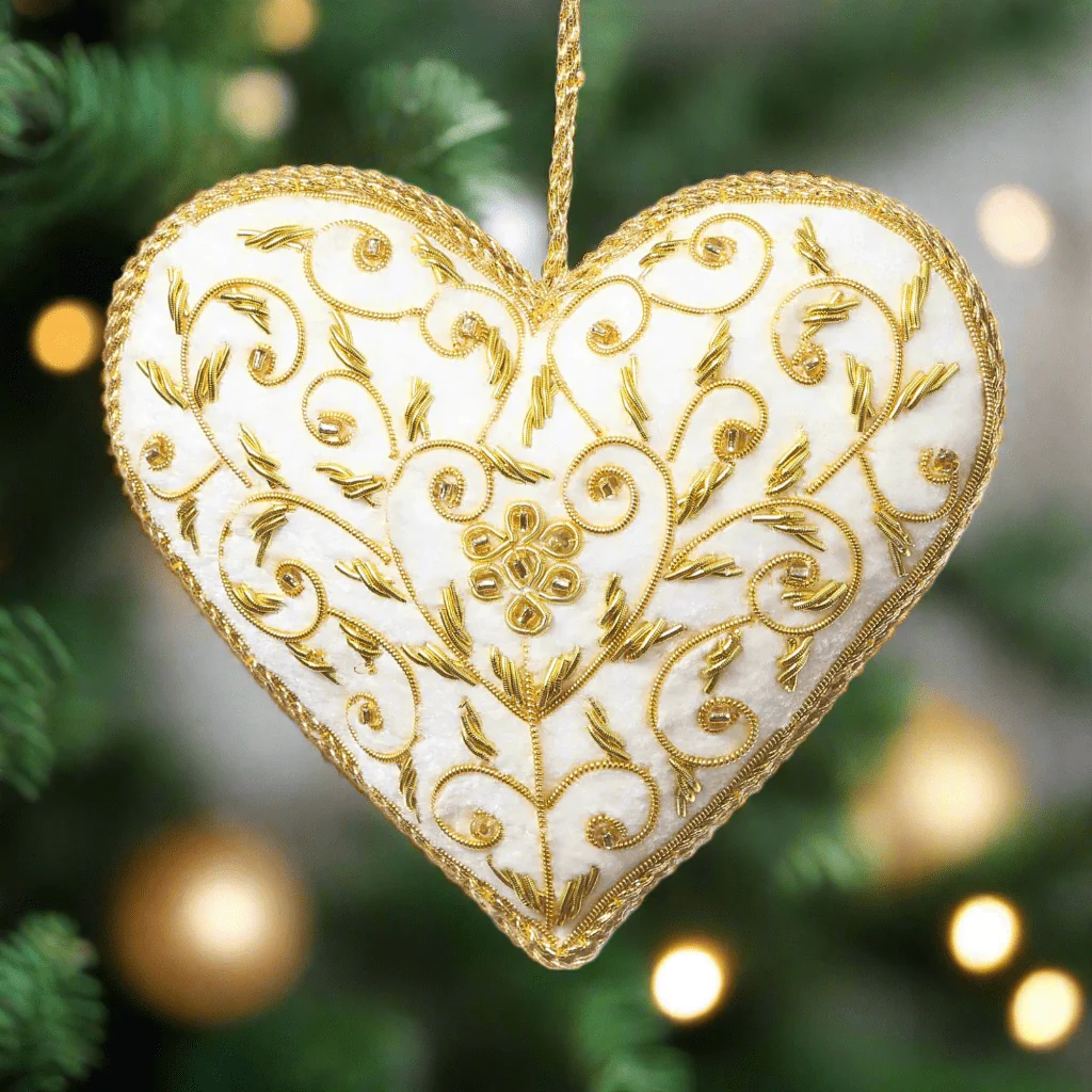 White & Gold Heart Ornament St. Nicolas