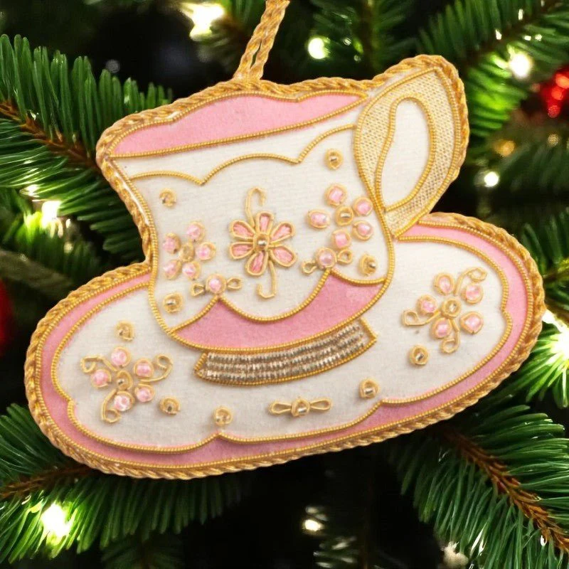 Pink & White Teacup Ornament St. Nicolas
