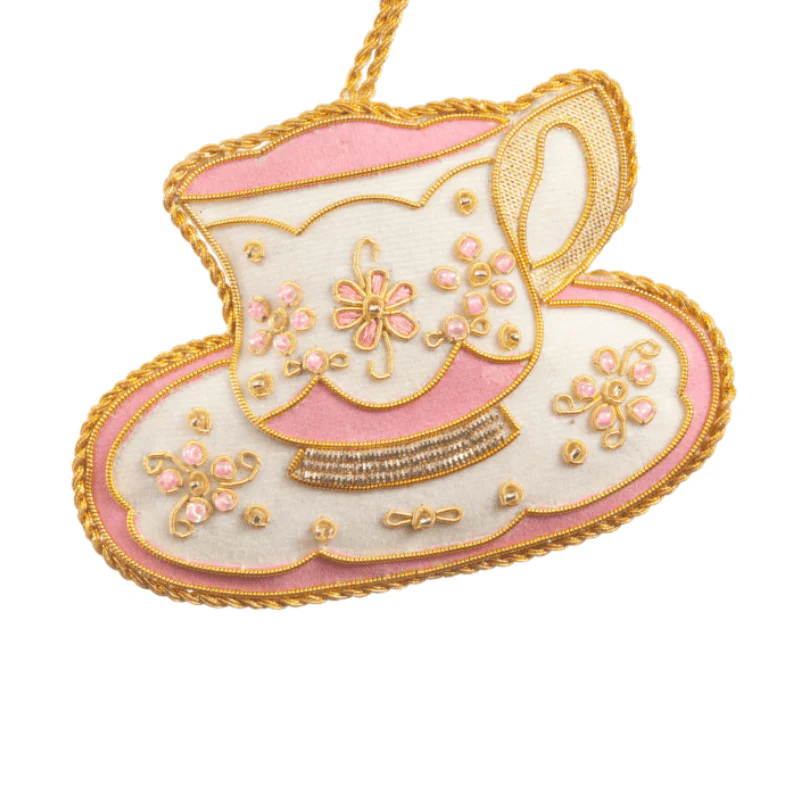 Pink & White Teacup Ornament St. Nicolas - Image 2