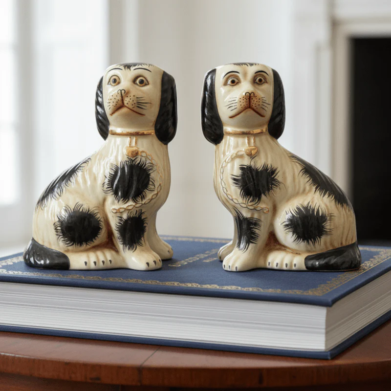 Staffordshire Dog Pair – Black and White