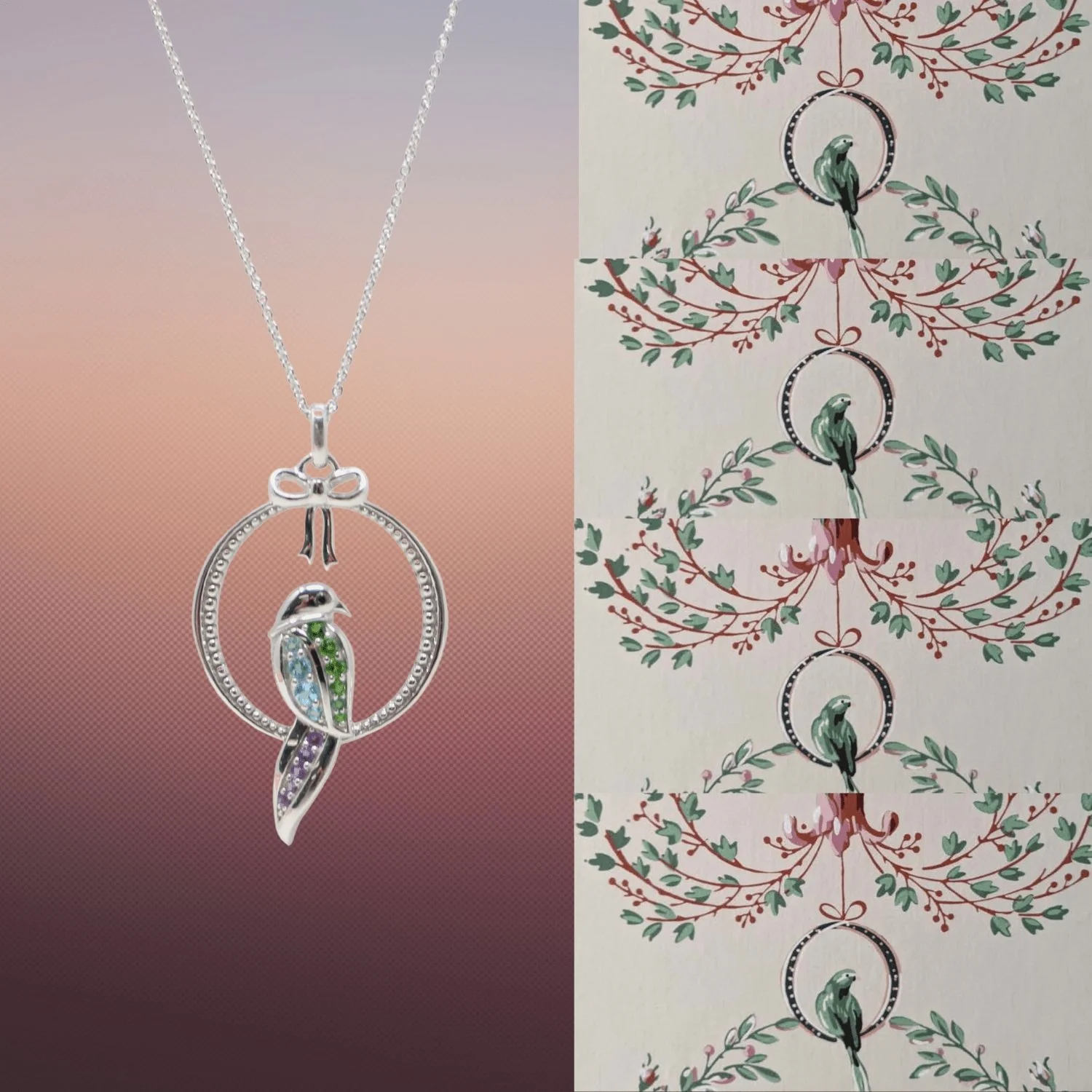Bird on a Swing Sterling Silver Pendant - Image 3
