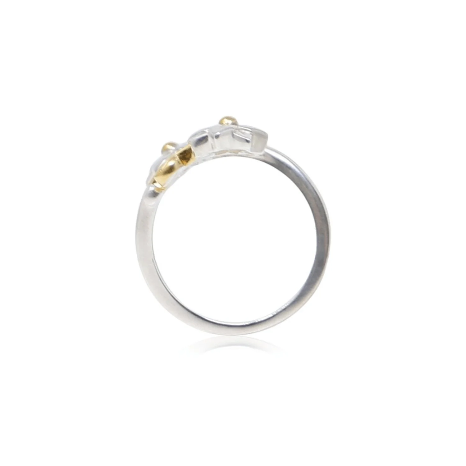 Sterling Silver & Gold Plated Floral Swirl Ring - Image 3