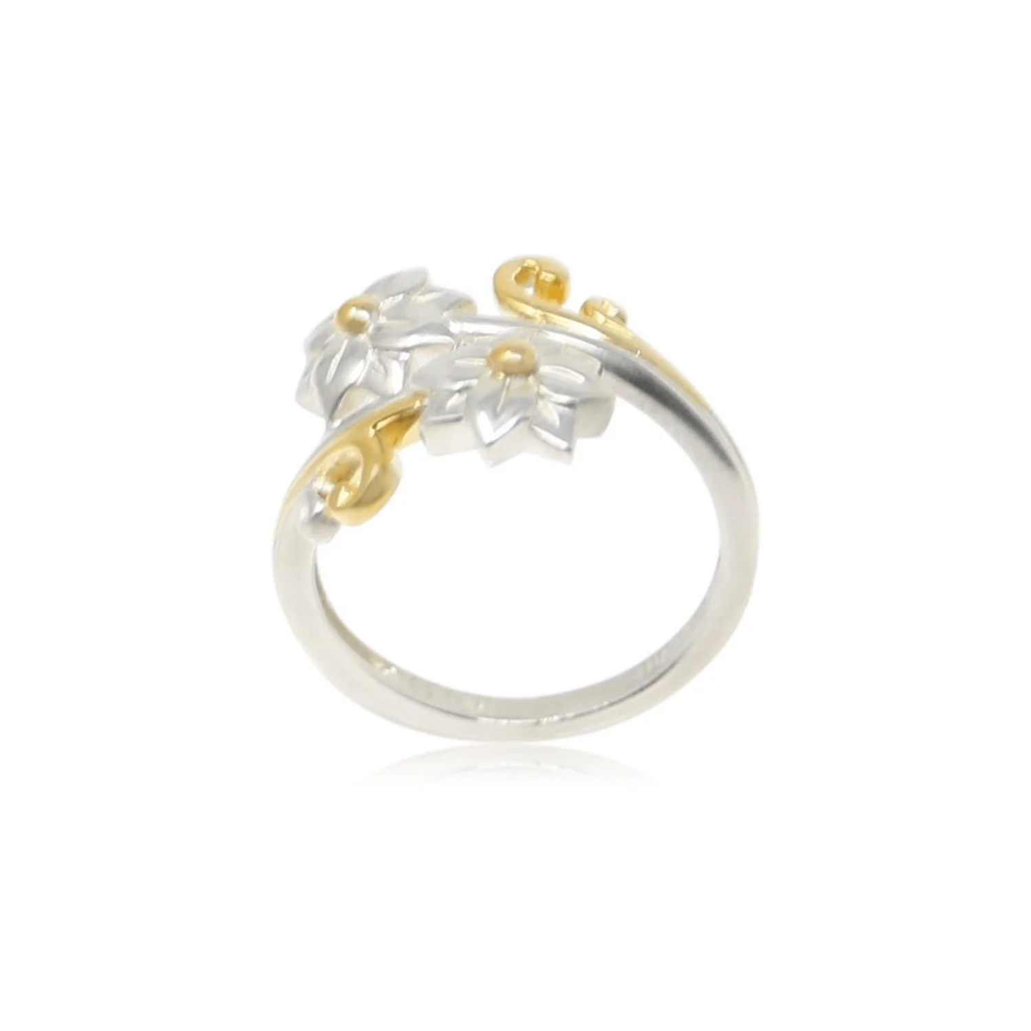 Sterling Silver & Gold Plated Floral Swirl Ring - Image 4
