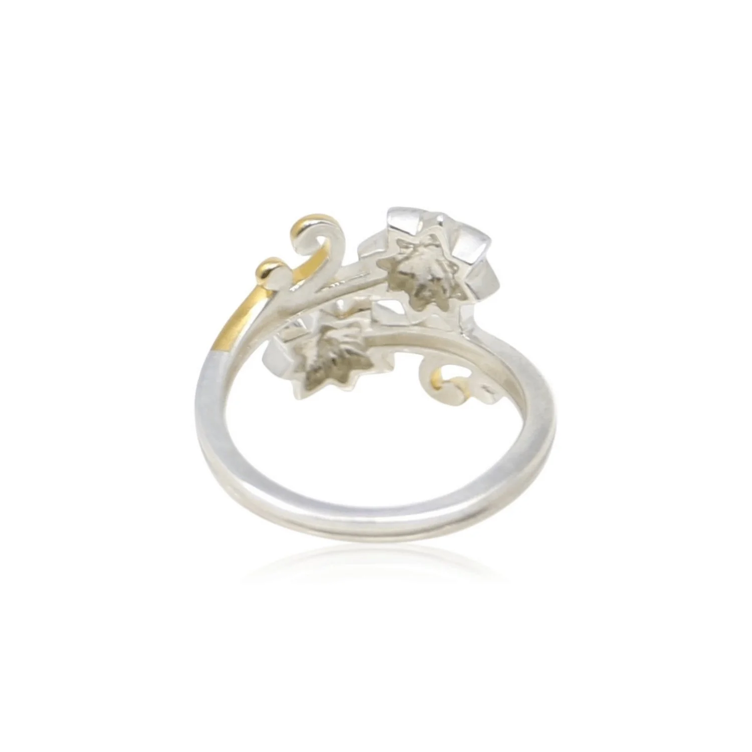 Sterling Silver & Gold Plated Floral Swirl Ring - Image 5