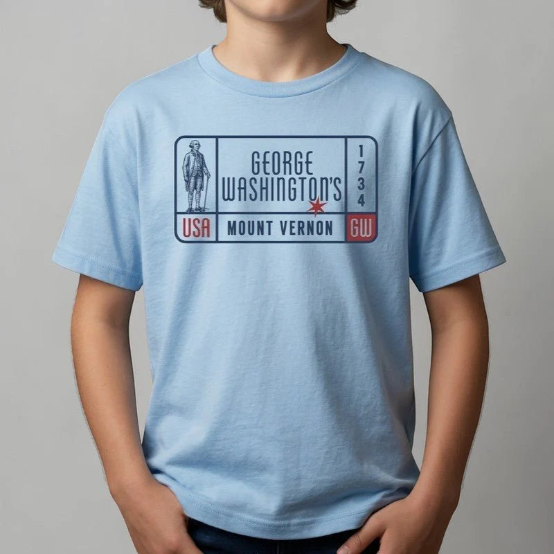 Youth George Washington Frame T-Shirt – Light Blue