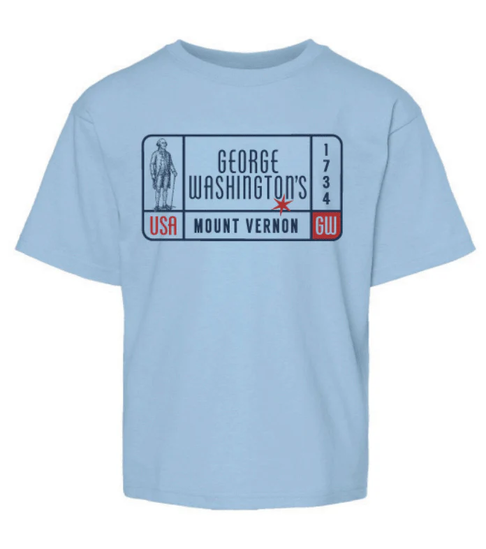 Youth George Washington Frame T-Shirt – Light Blue - Image 3