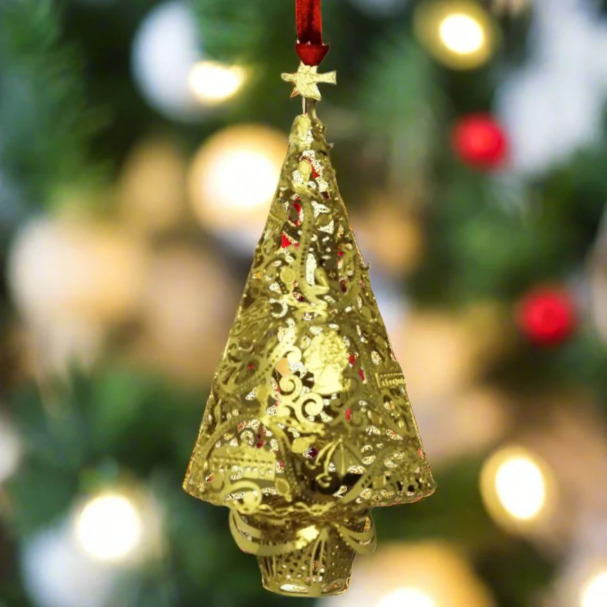 Three-Dimensional Brass Christmas Tree Ornament - Image 3