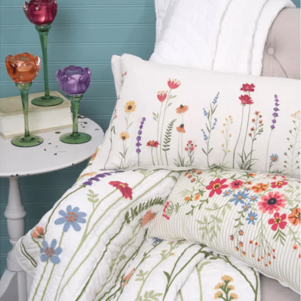 Botanical Embroidered Cotton Throw - Image 3
