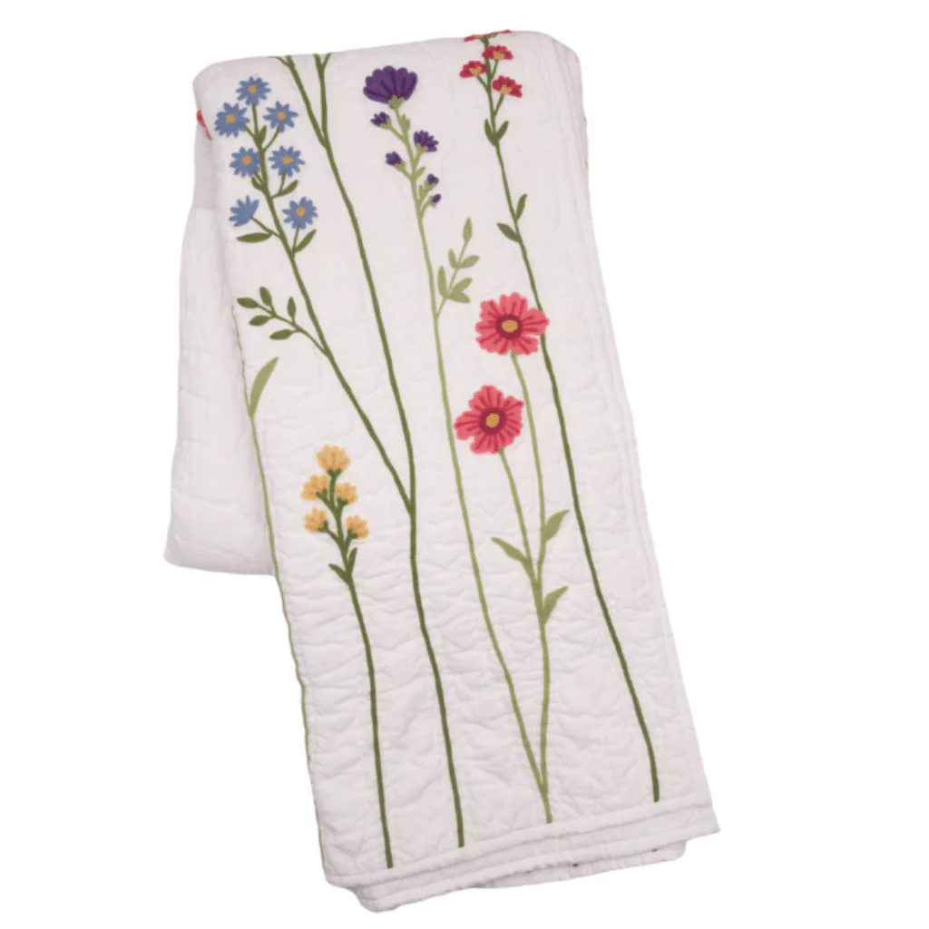 Botanical Embroidered Cotton Throw - Image 4